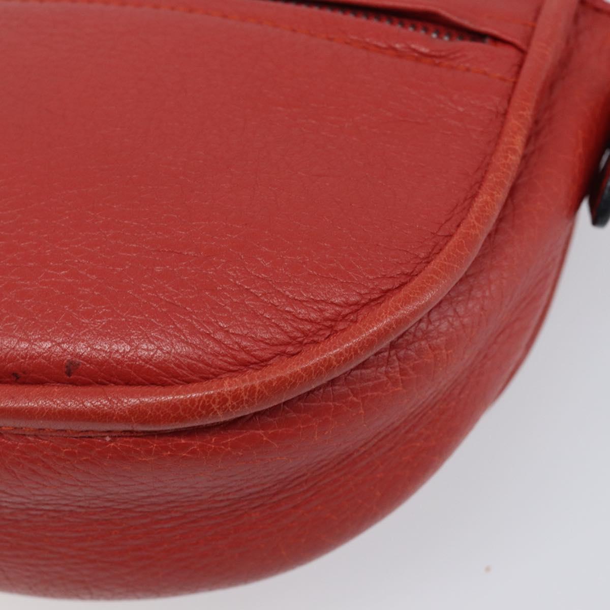 LOEWE Shoulder Bag Leather Red Silver Auth 204862