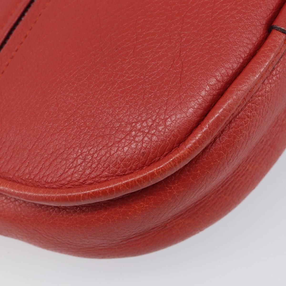 LOEWE Shoulder Bag Leather Red Silver Auth 204862