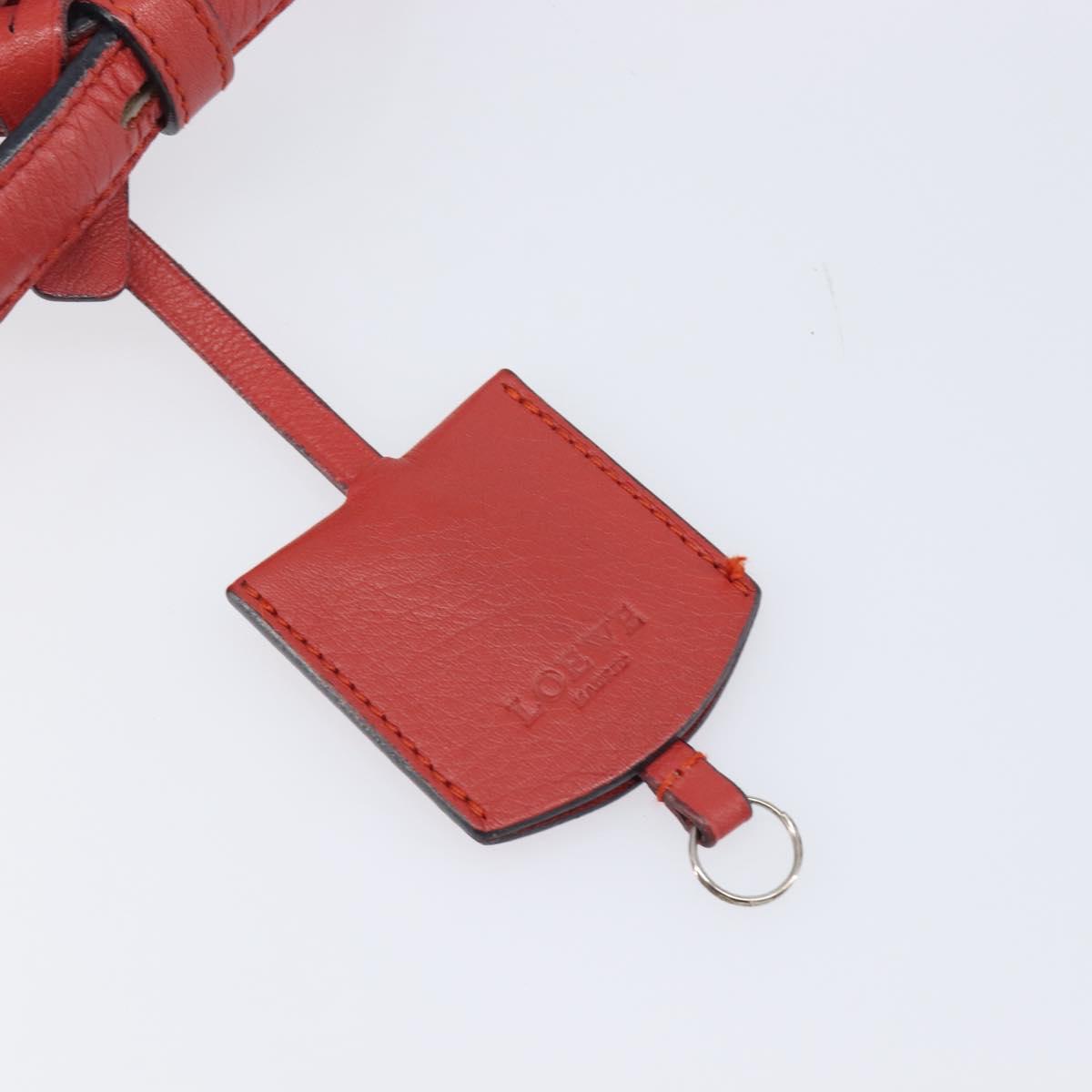 LOEWE Shoulder Bag Leather Red Silver Auth 204862