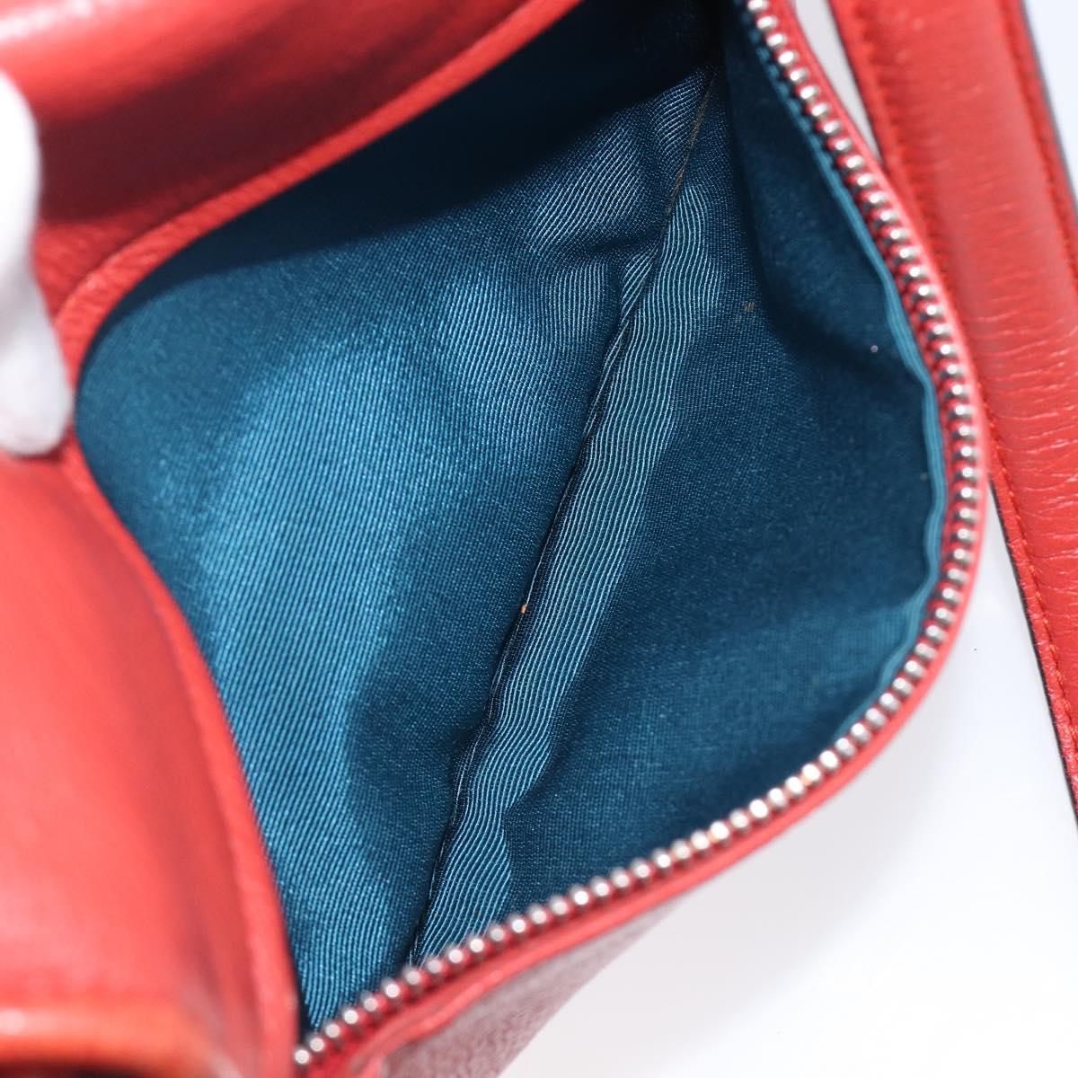 LOEWE Shoulder Bag Leather Red Silver Auth 204862