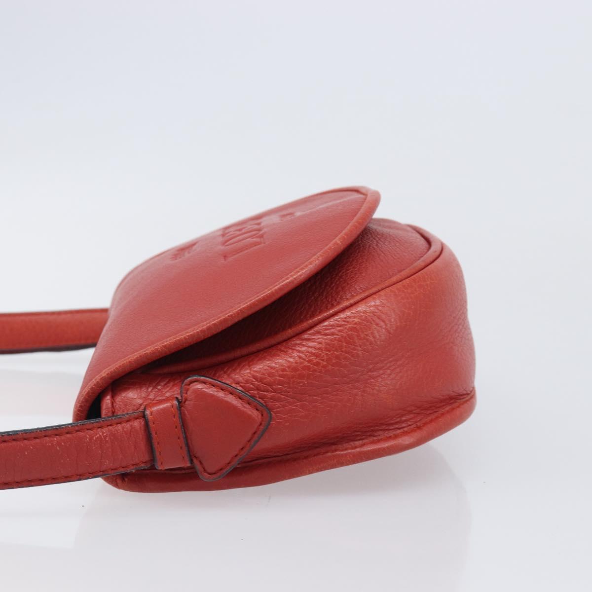 LOEWE Shoulder Bag Leather Red Silver Auth 204862