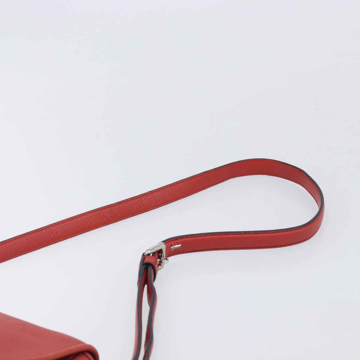 LOEWE Shoulder Bag Leather Red Silver Auth 204862