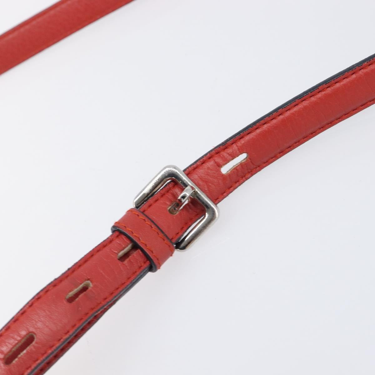 LOEWE Shoulder Bag Leather Red Silver Auth 204862