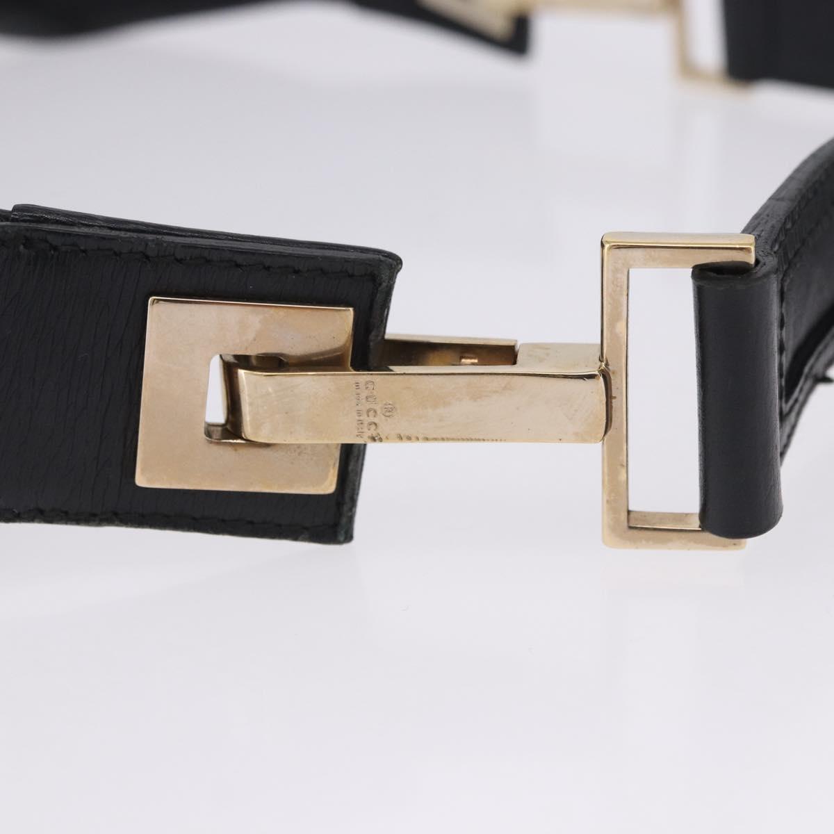 GUCCI Shoulder Bag Leather Black Gold 001 4204 Auth 204864A