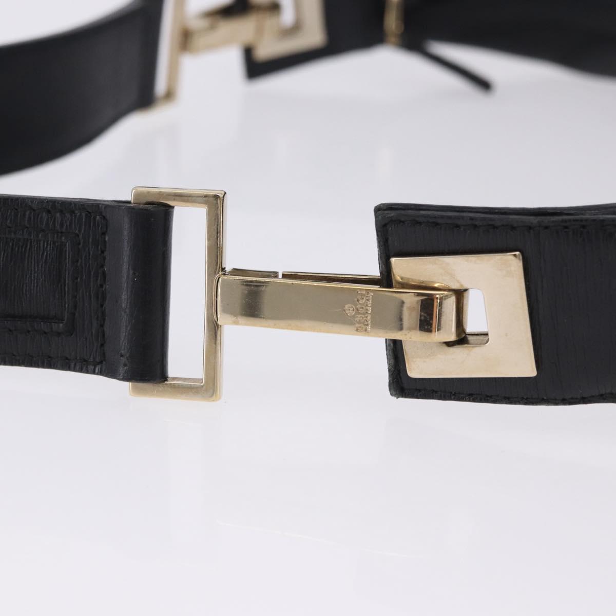 GUCCI Shoulder Bag Leather Black Gold 001 4204 Auth 204864A