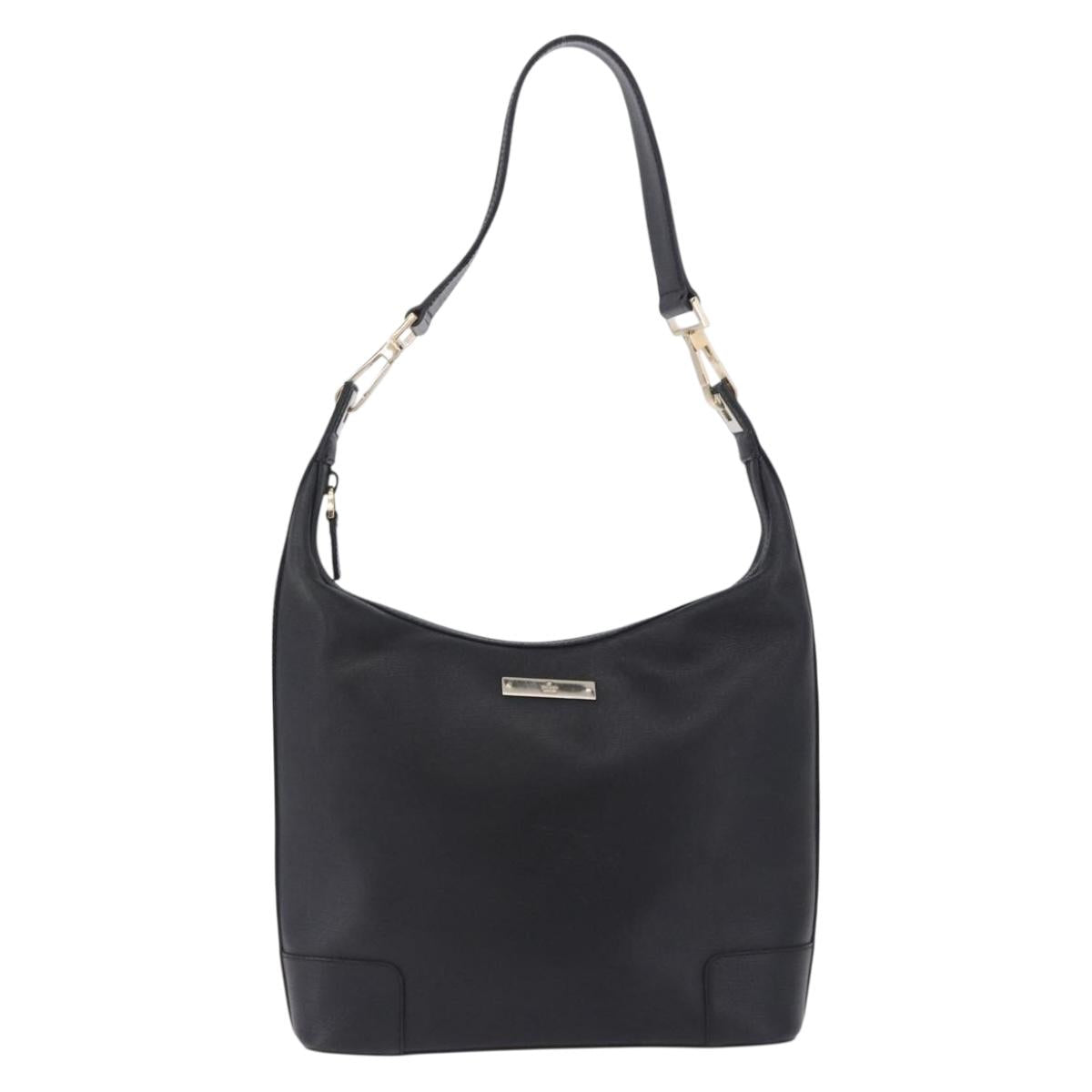 GUCCI Shoulder Bag Leather Black Gold 001 4204 Auth 204864A