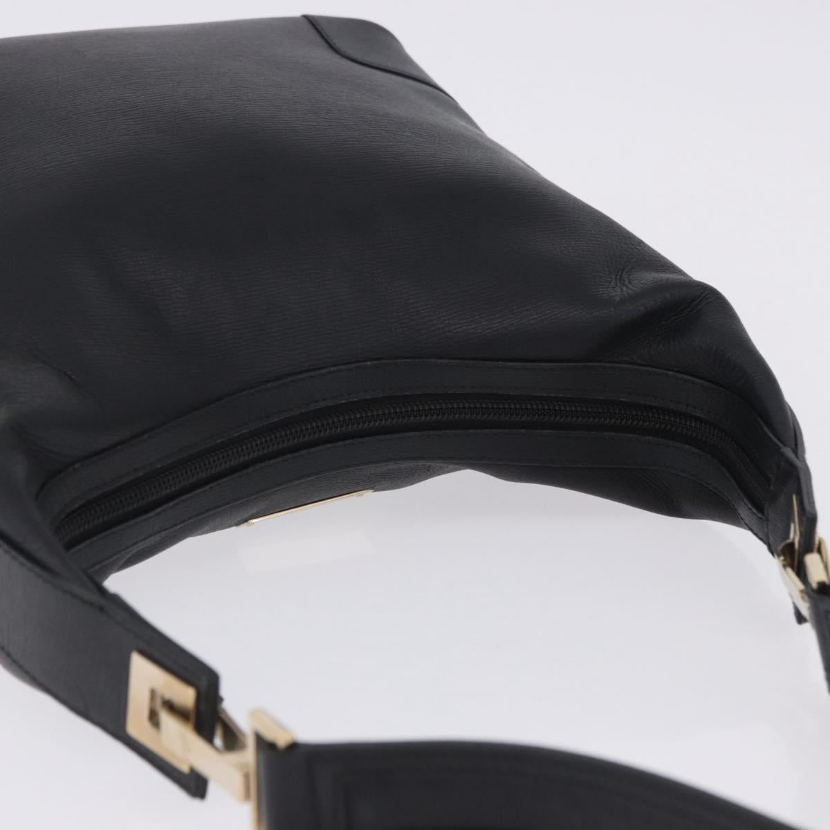 GUCCI Shoulder Bag Leather Black Gold 001 4204 Auth 204864A
