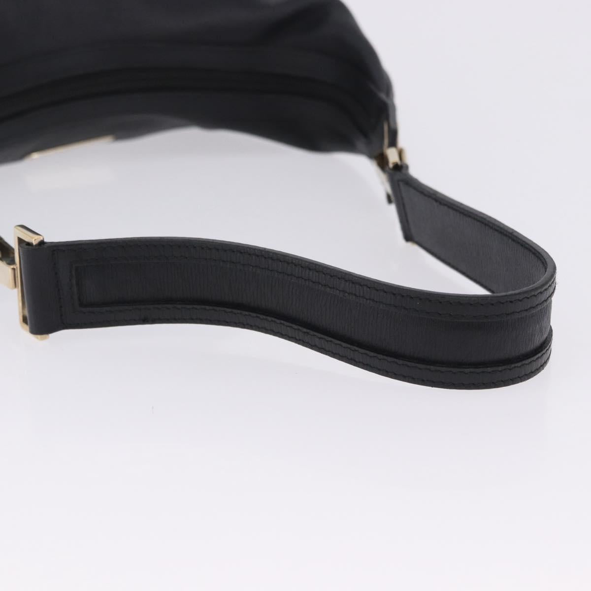 GUCCI Shoulder Bag Leather Black Gold 001 4204 Auth 204864A