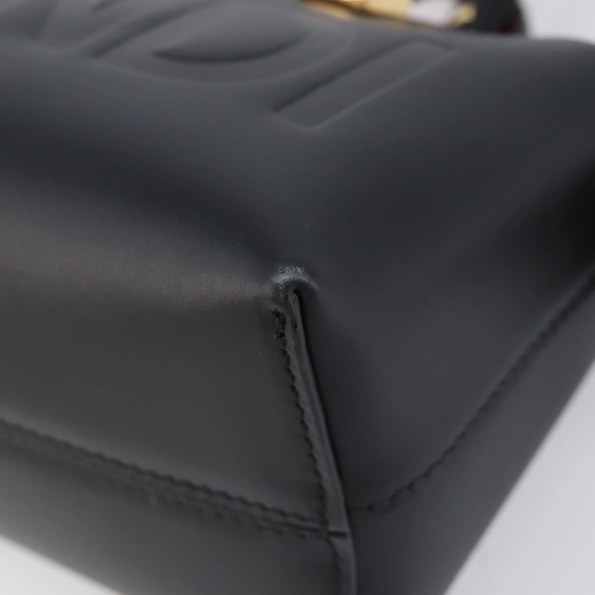 FENDI By The Way Mini Hand Bag Leather 2way Black Gold Tone 8BS067 Auth 204865V