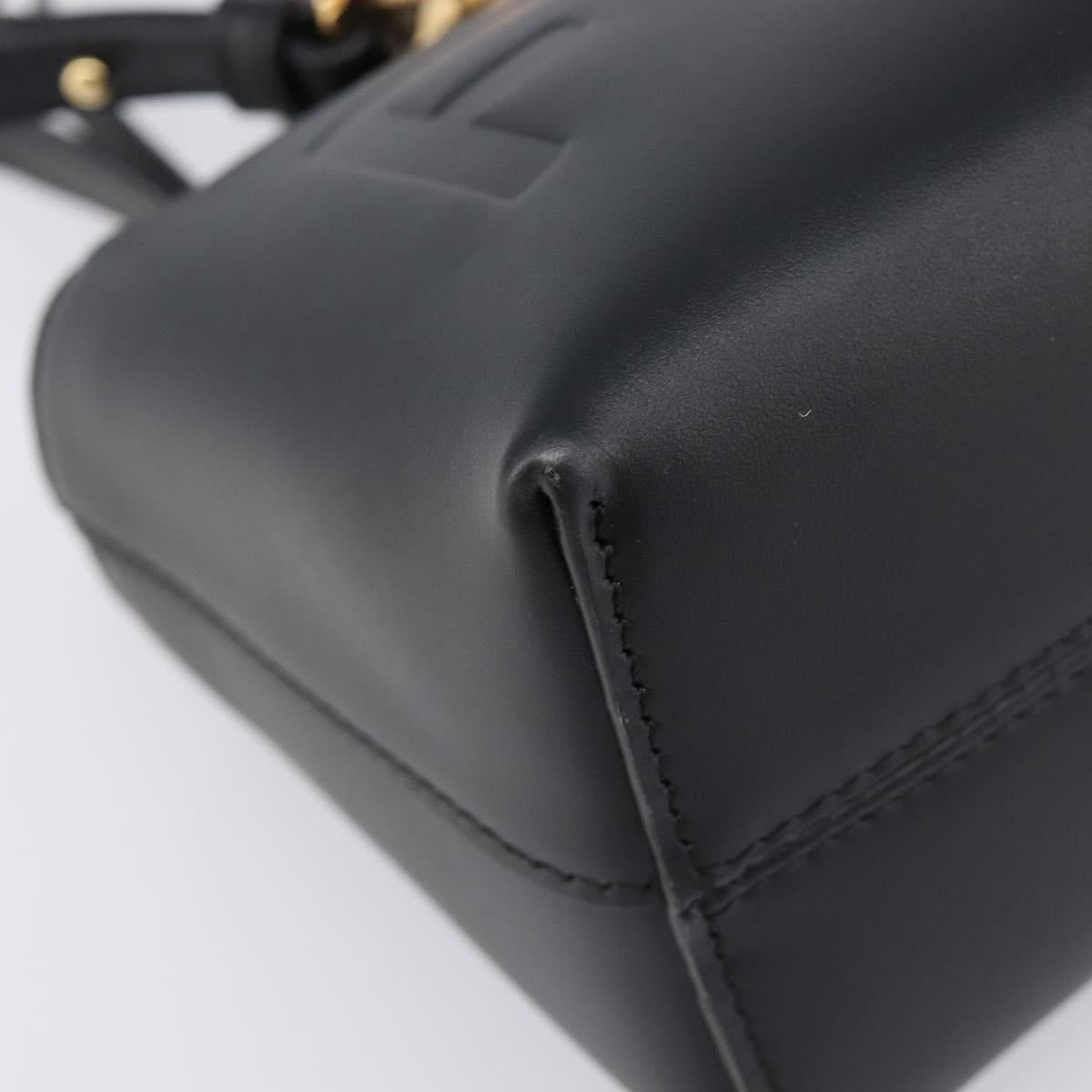 FENDI By The Way Mini Hand Bag Leather 2way Black Gold Tone 8BS067 Auth 204865V