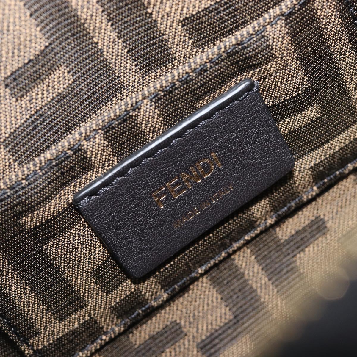 FENDI By The Way Mini Hand Bag Leather 2way Black Gold Tone 8BS067 Auth 204865V