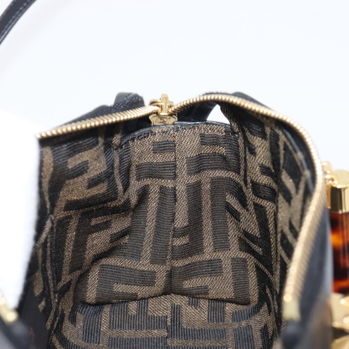 FENDI By The Way Mini Hand Bag Leather 2way Black Gold Tone 8BS067 Auth 204865V