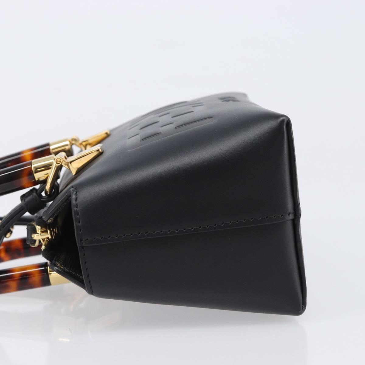 FENDI By The Way Mini Hand Bag Leather 2way Black Gold Tone 8BS067 Auth 204865V