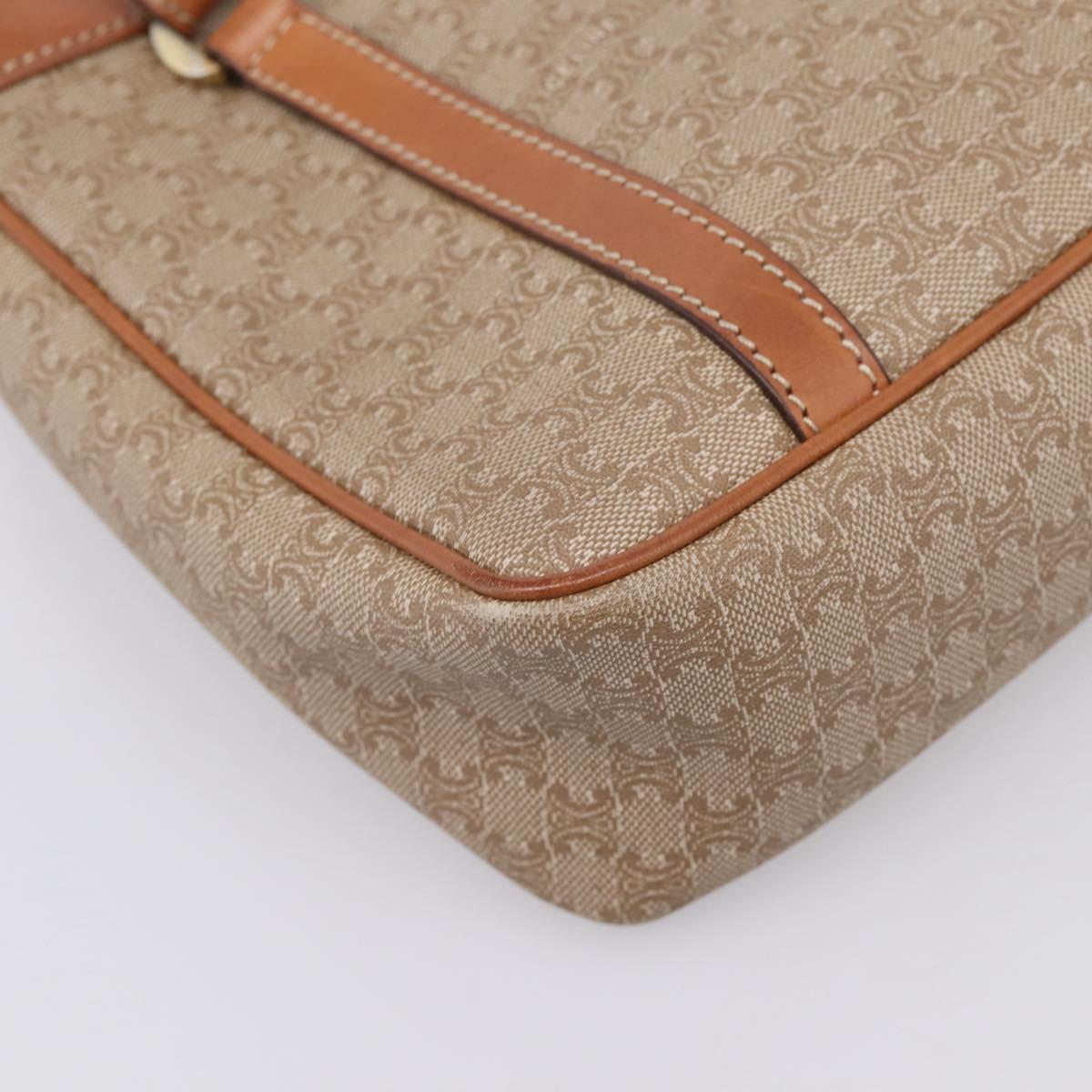 CELINE Macadam Canvas Tote Bag PVC Beige Gold Auth 204866A