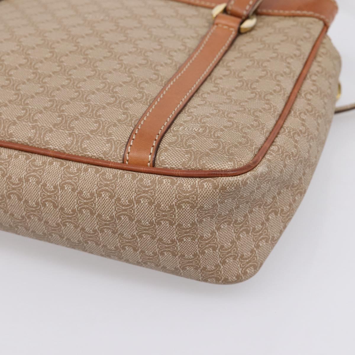 CELINE Macadam Canvas Tote Bag PVC Beige Gold Auth 204866A