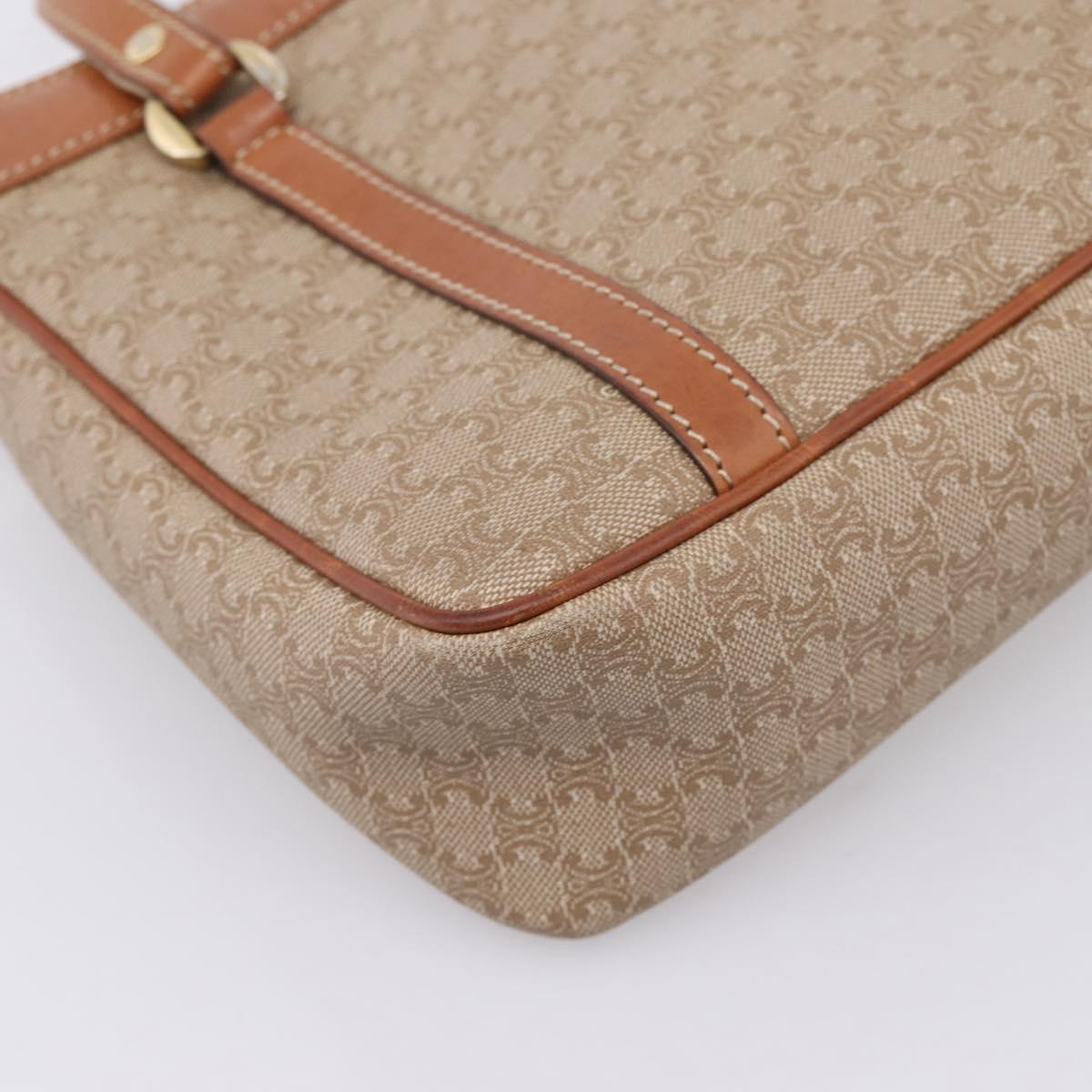 CELINE Macadam Canvas Tote Bag PVC Beige Gold Auth 204866A