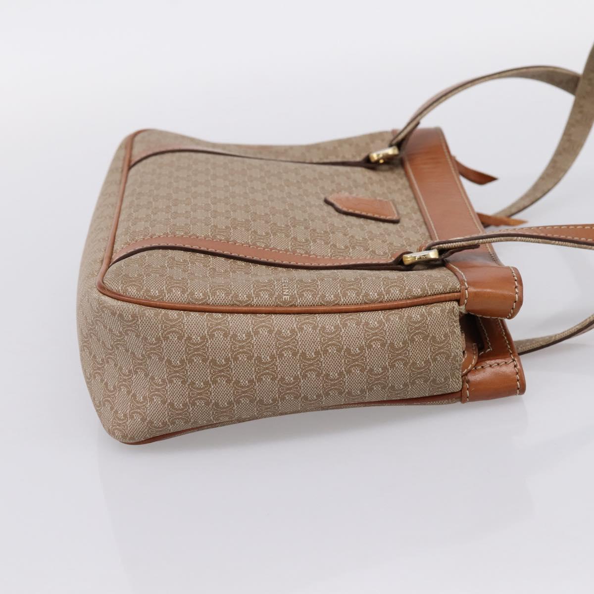CELINE Macadam Canvas Tote Bag PVC Beige Gold Auth 204866A