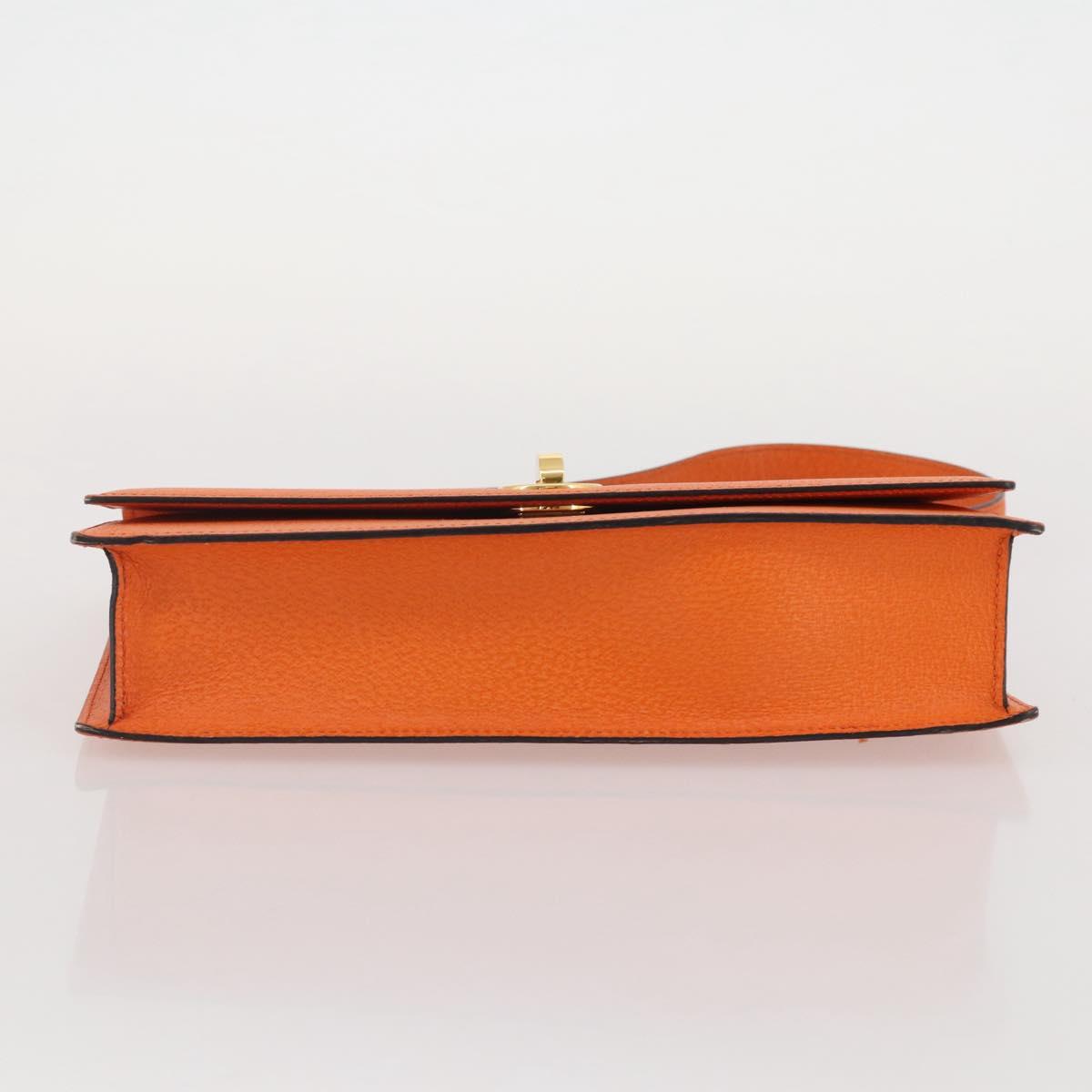 BVLGARI Shoulder Bag Leather Orange Gold Auth 204867A