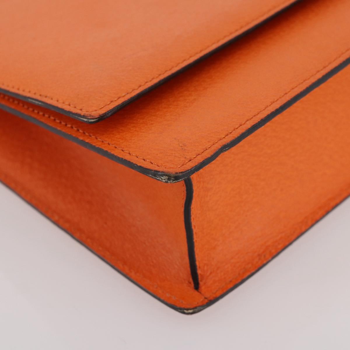 BVLGARI Shoulder Bag Leather Orange Gold Auth 204867A
