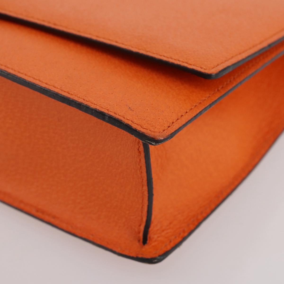 BVLGARI Shoulder Bag Leather Orange Gold Auth 204867A
