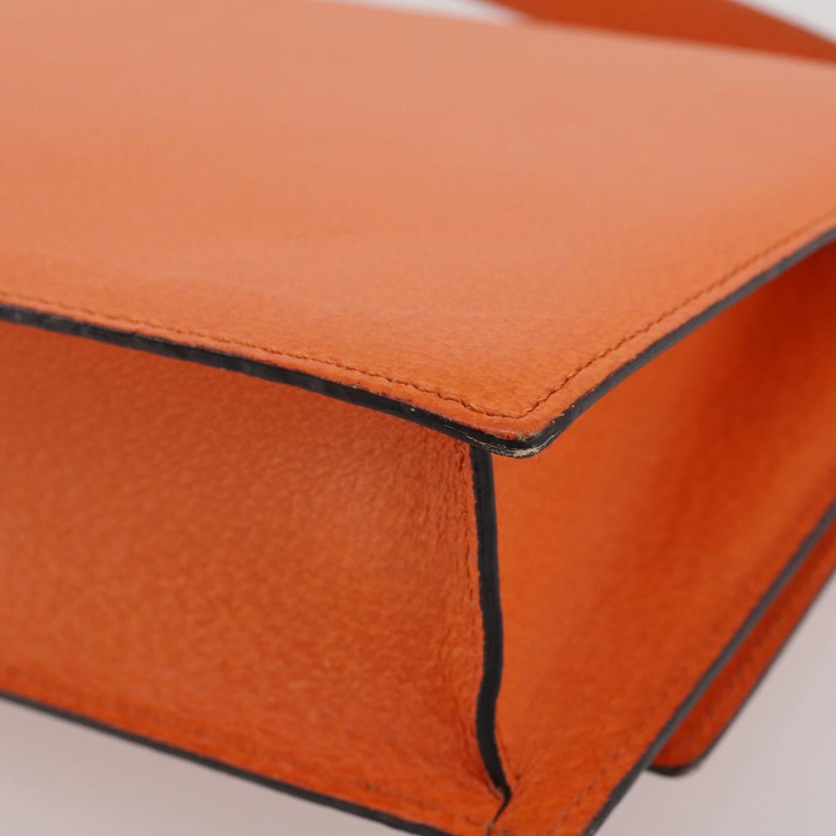 BVLGARI Shoulder Bag Leather Orange Gold Auth 204867A