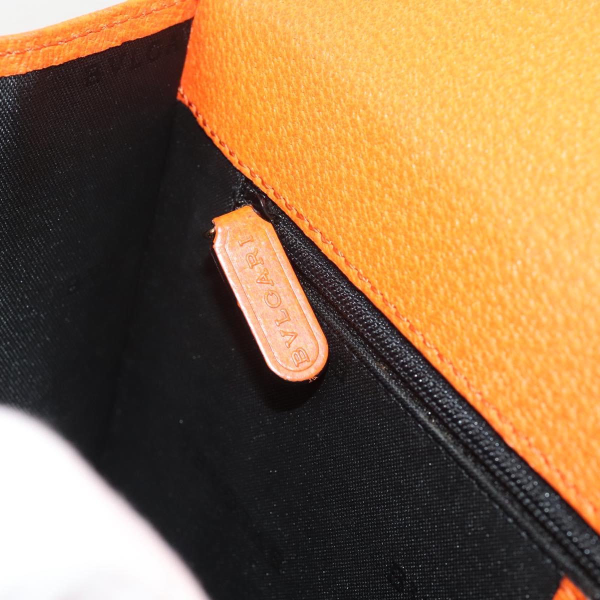 BVLGARI Shoulder Bag Leather Orange Gold Auth 204867A