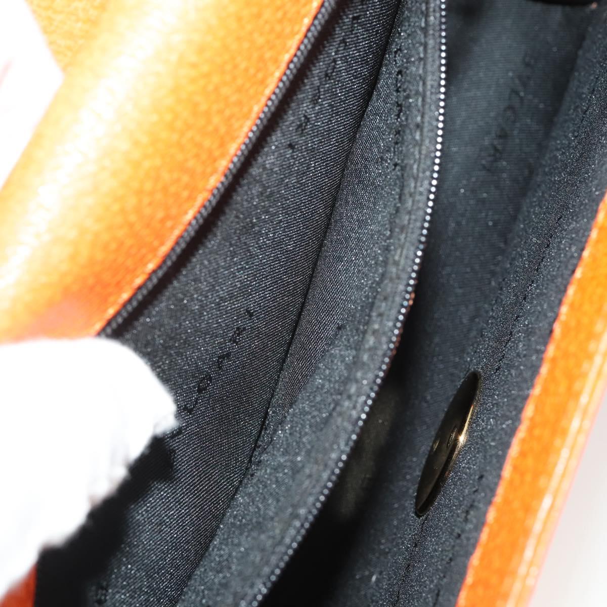 BVLGARI Shoulder Bag Leather Orange Gold Auth 204867A