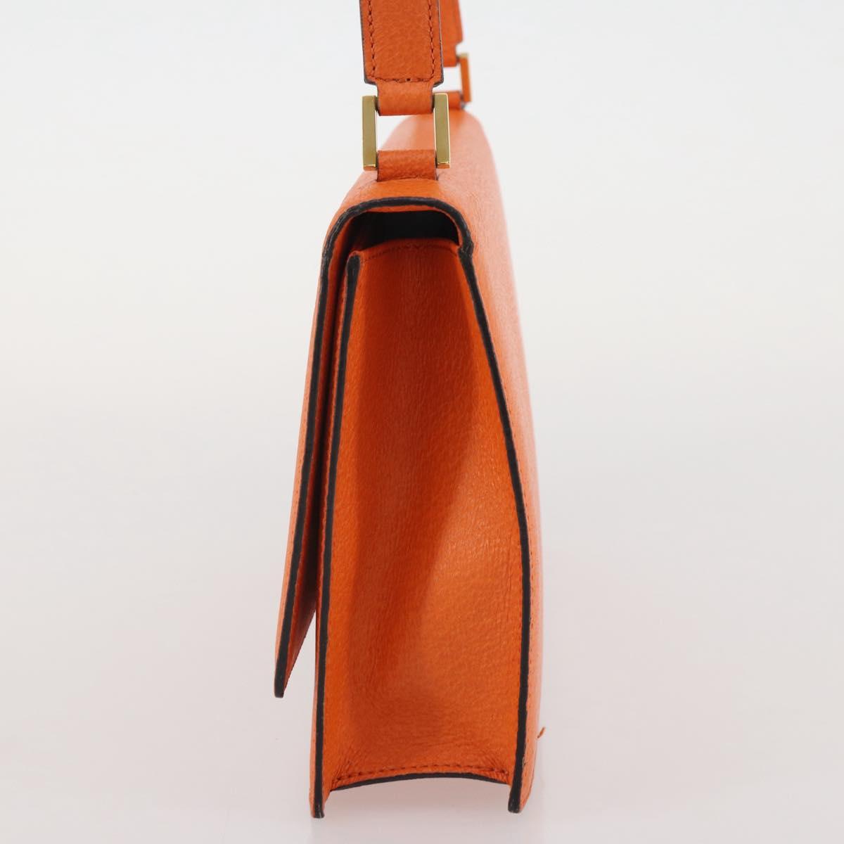 BVLGARI Shoulder Bag Leather Orange Gold Auth 204867A