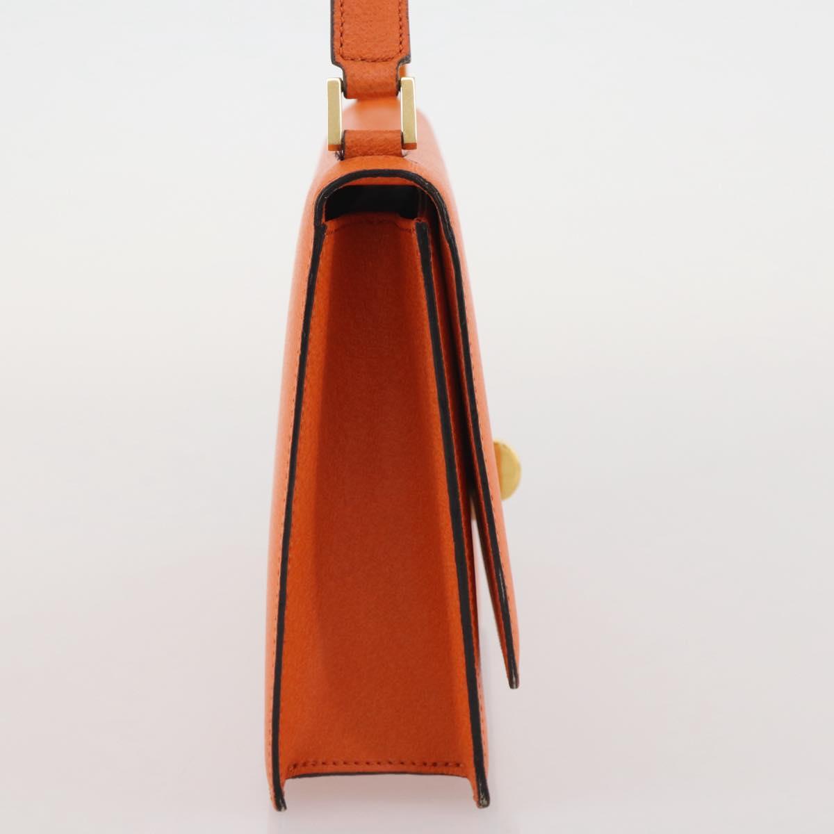 BVLGARI Shoulder Bag Leather Orange Gold Auth 204867A