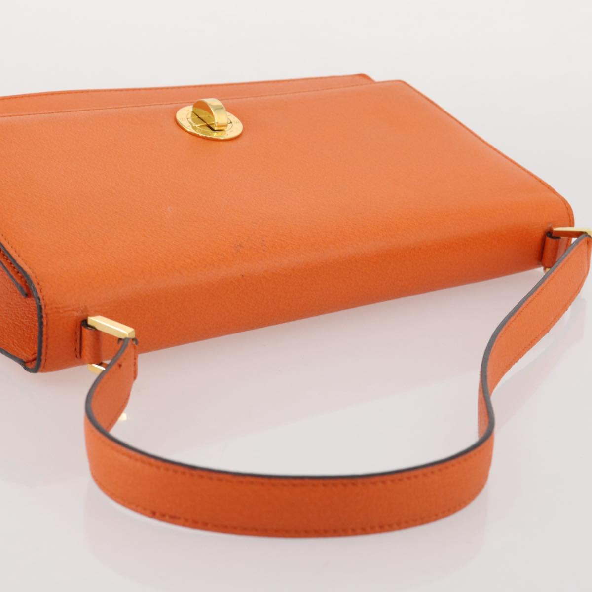 BVLGARI Shoulder Bag Leather Orange Gold Auth 204867A