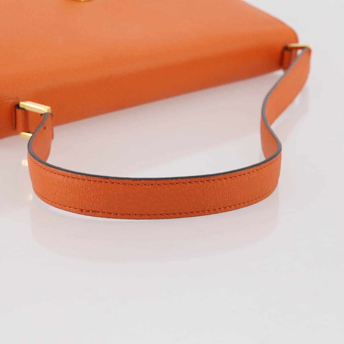 BVLGARI Shoulder Bag Leather Orange Gold Auth 204867A