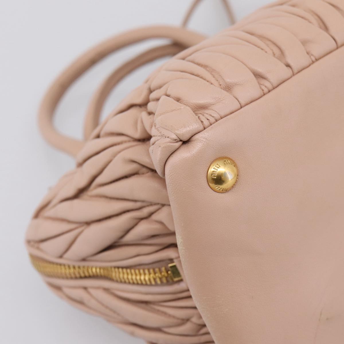 Miu Miu Matelasse Hand Bag Leather 2way Pink Gold Auth 204868