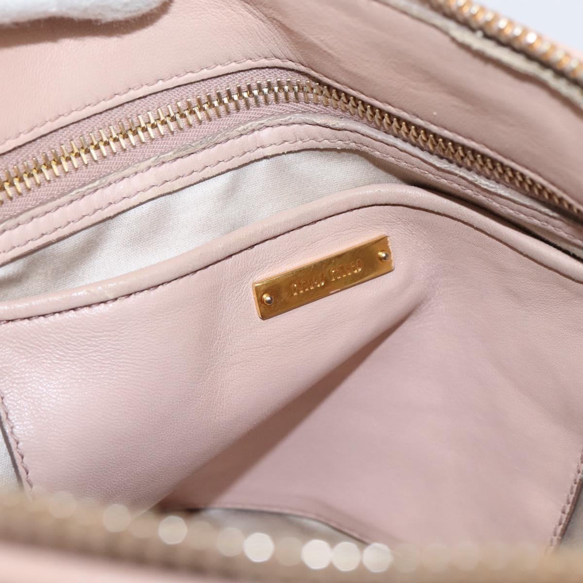 Miu Miu Matelasse Hand Bag Leather 2way Pink Gold Auth 204868