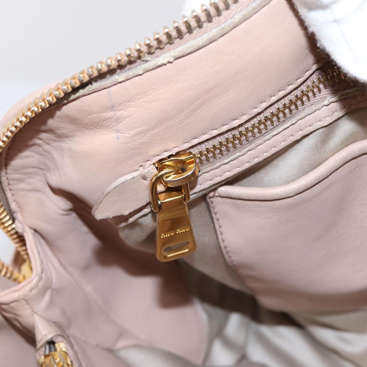 Miu Miu Matelasse Hand Bag Leather 2way Pink Gold Auth 204868