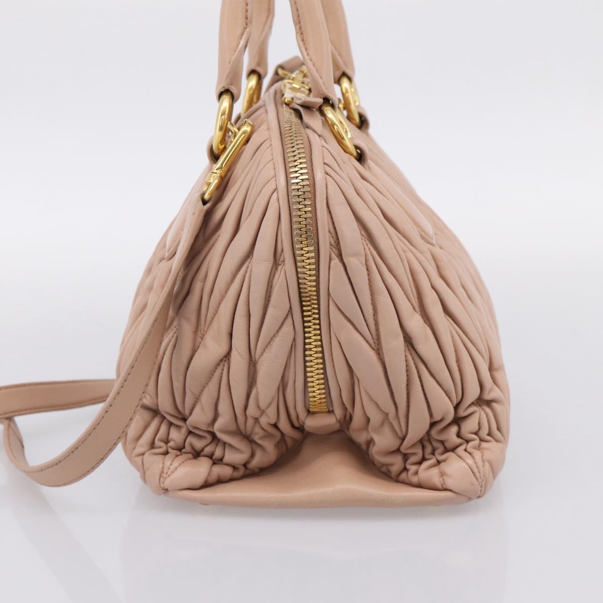 Miu Miu Matelasse Hand Bag Leather 2way Pink Gold Auth 204868