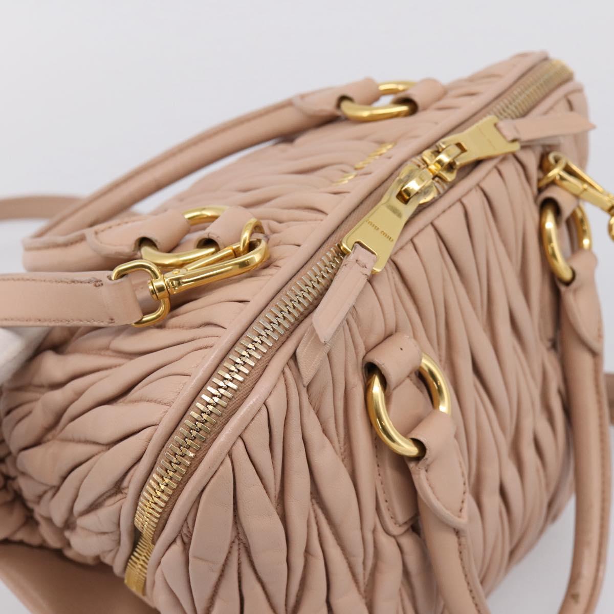 Miu Miu Matelasse Hand Bag Leather 2way Pink Gold Auth 204868