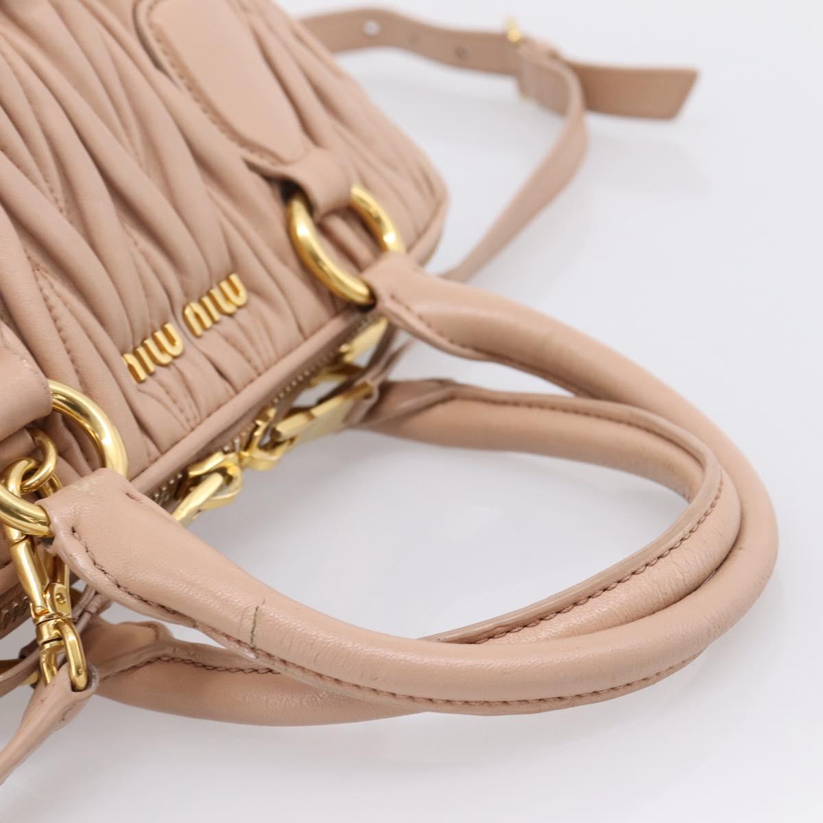 Miu Miu Matelasse Hand Bag Leather 2way Pink Gold Auth 204868