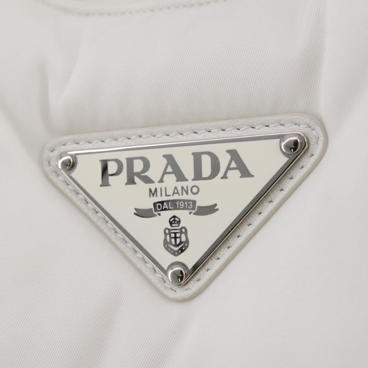 PRADA Hand Bag Nylon White Auth 204869A