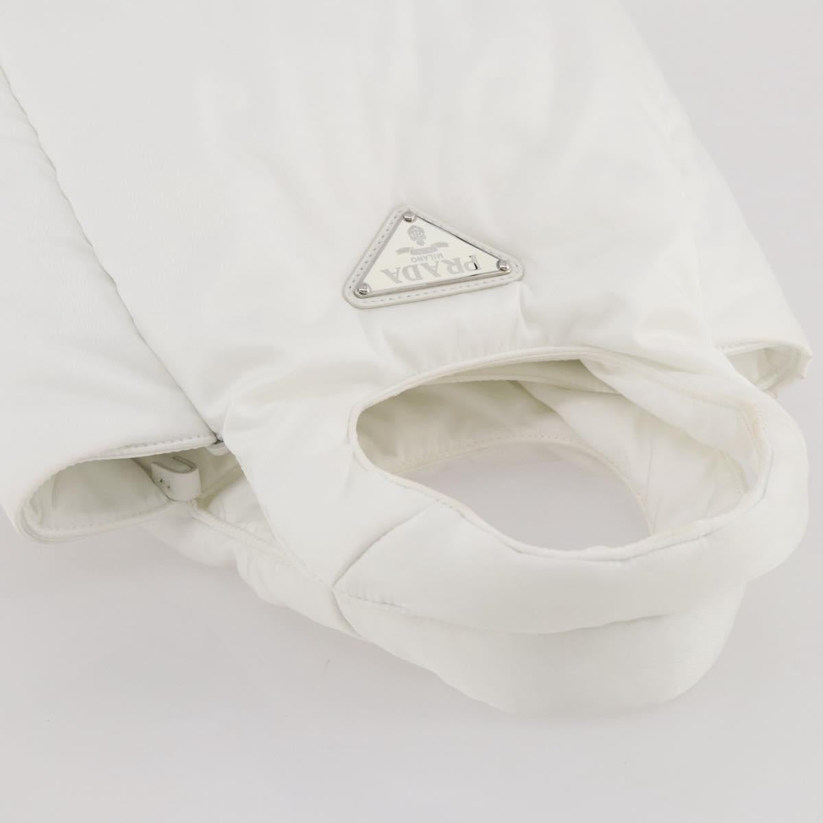 PRADA Hand Bag Nylon White Auth 204869A