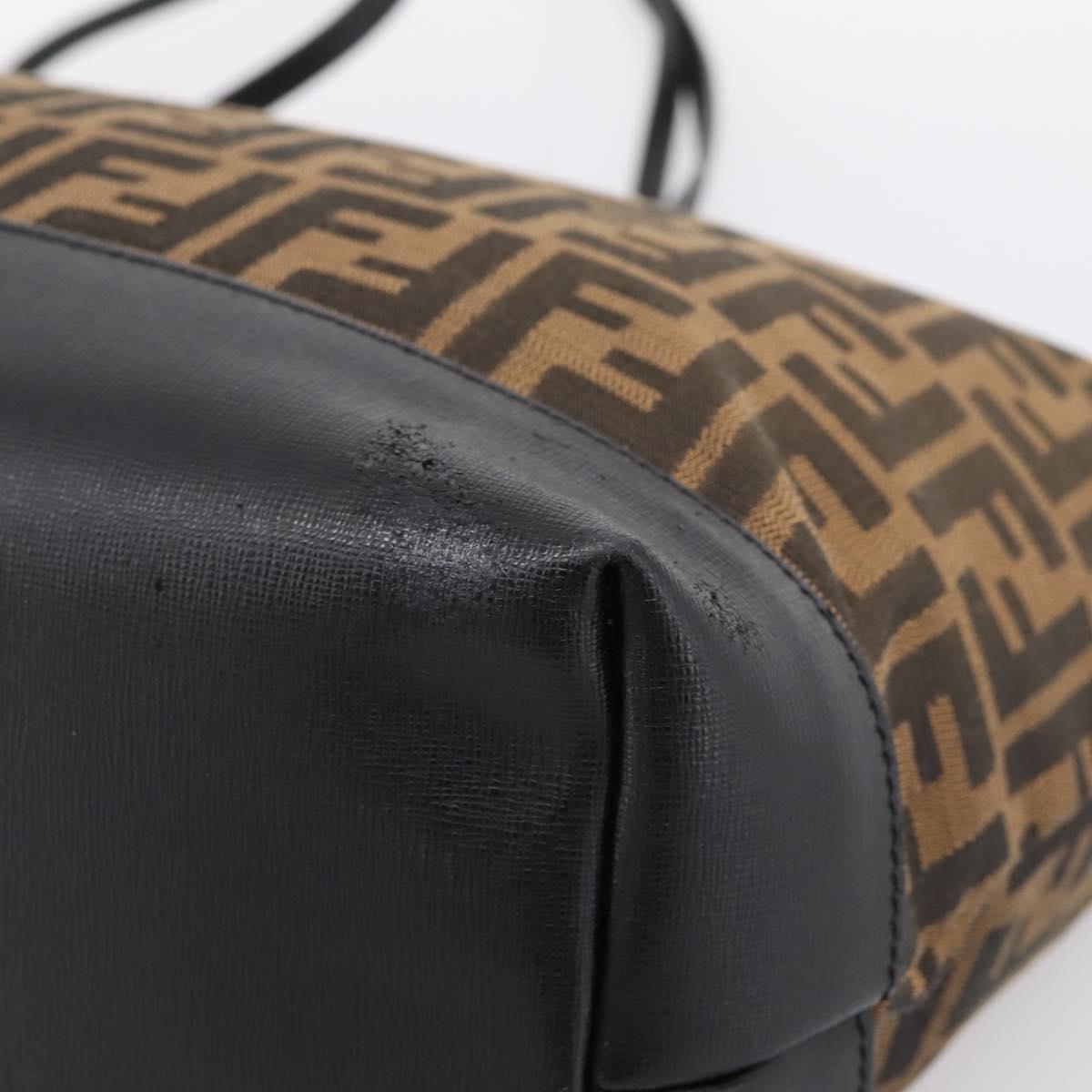 FENDI Zucca Canvas Tote Bag Black Brown Auth 204873