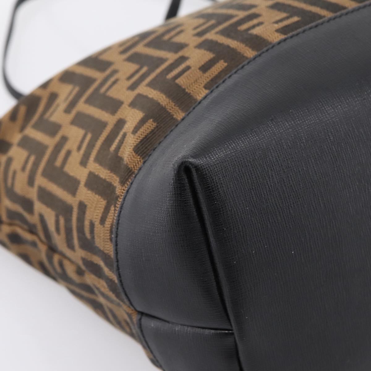 FENDI Zucca Canvas Tote Bag Black Brown Auth 204873