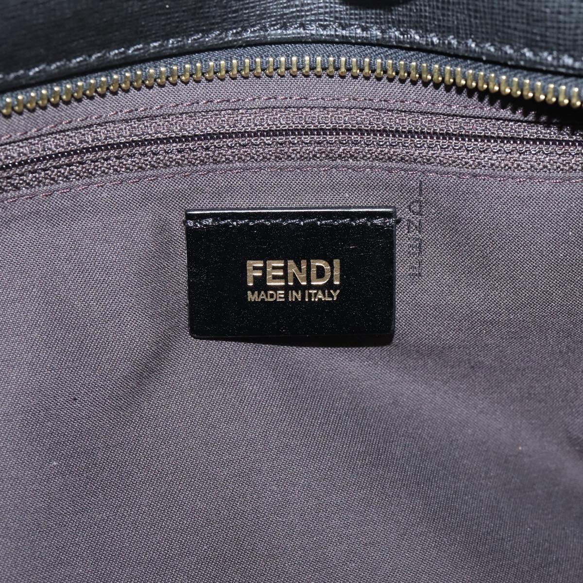 FENDI Zucca Canvas Tote Bag Black Brown Auth 204873