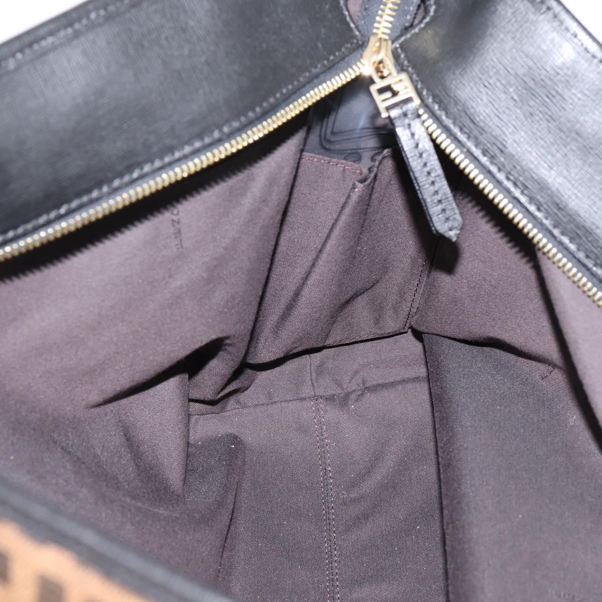 FENDI Zucca Canvas Tote Bag Black Brown Auth 204873