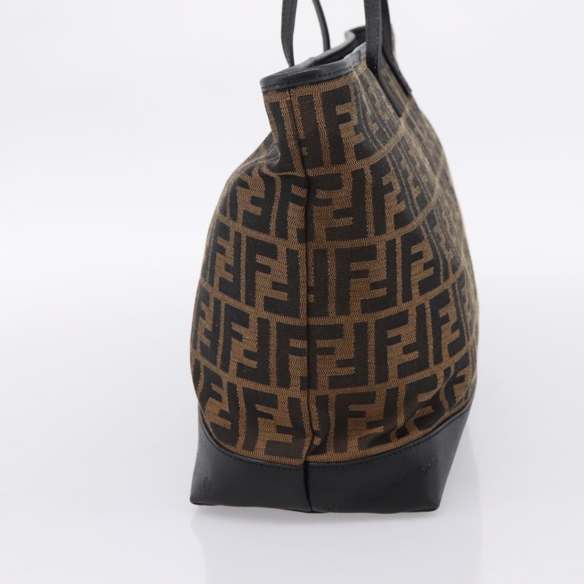 FENDI Zucca Canvas Tote Bag Black Brown Auth 204873