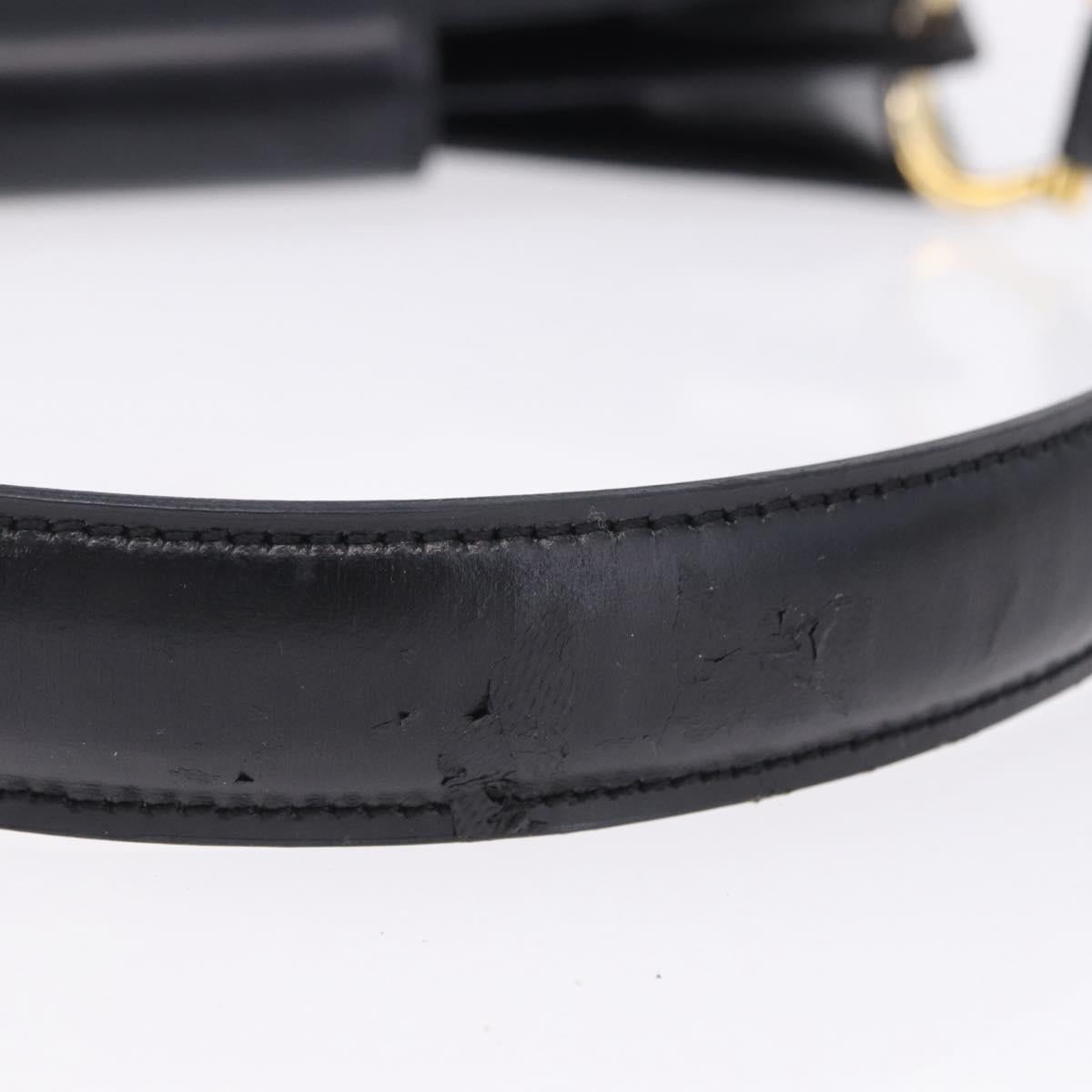 CELINE Shoulder Bag Leather Black Gold Auth 204875