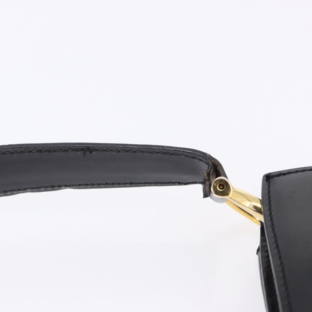CELINE Shoulder Bag Leather Black Gold Auth 204875