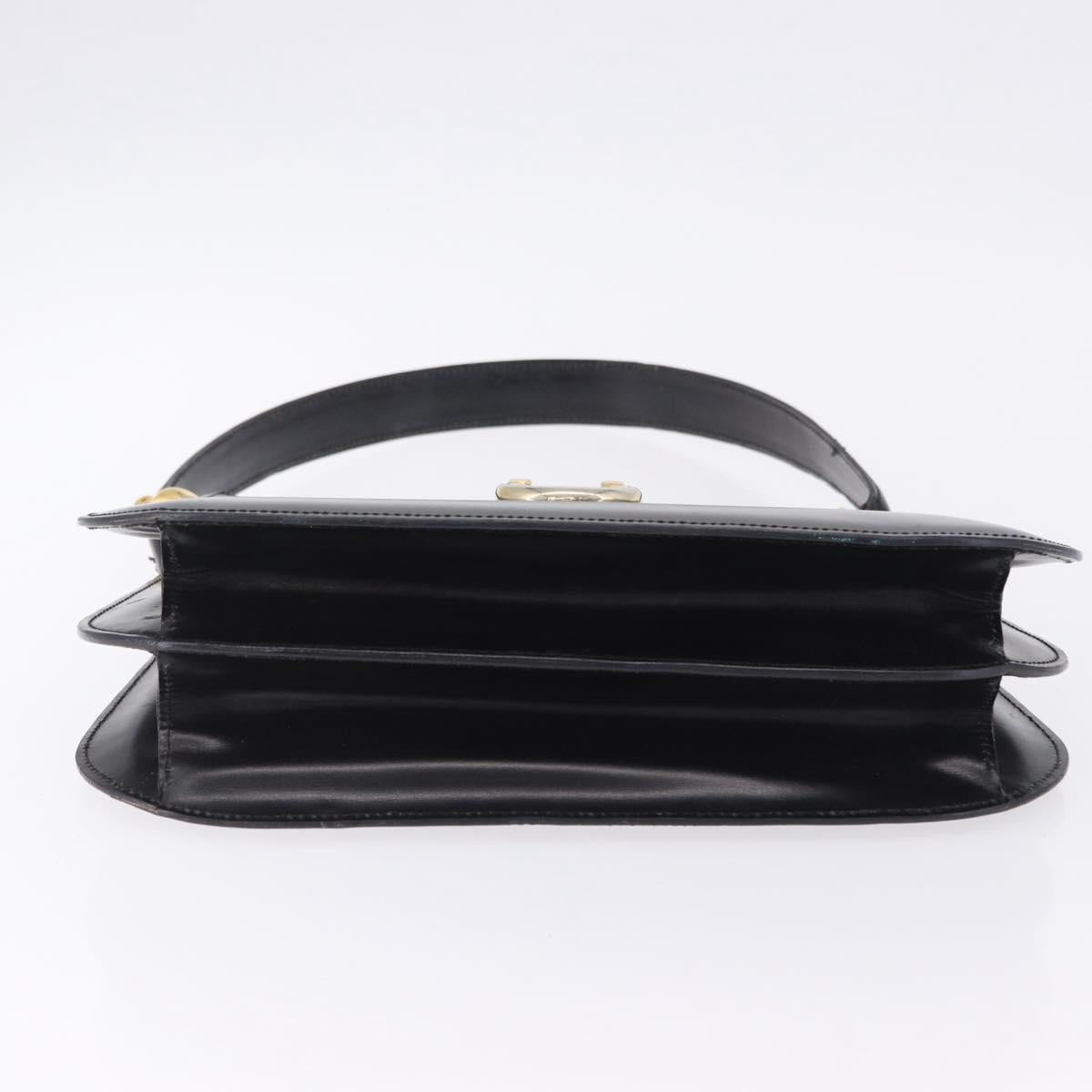 CELINE Shoulder Bag Leather Black Gold Auth 204875