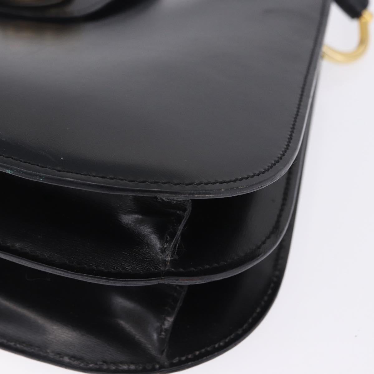 CELINE Shoulder Bag Leather Black Gold Auth 204875