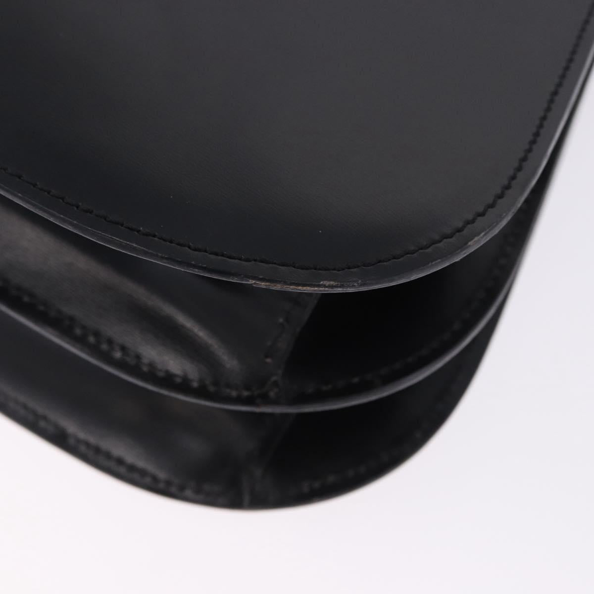 CELINE Shoulder Bag Leather Black Gold Auth 204875