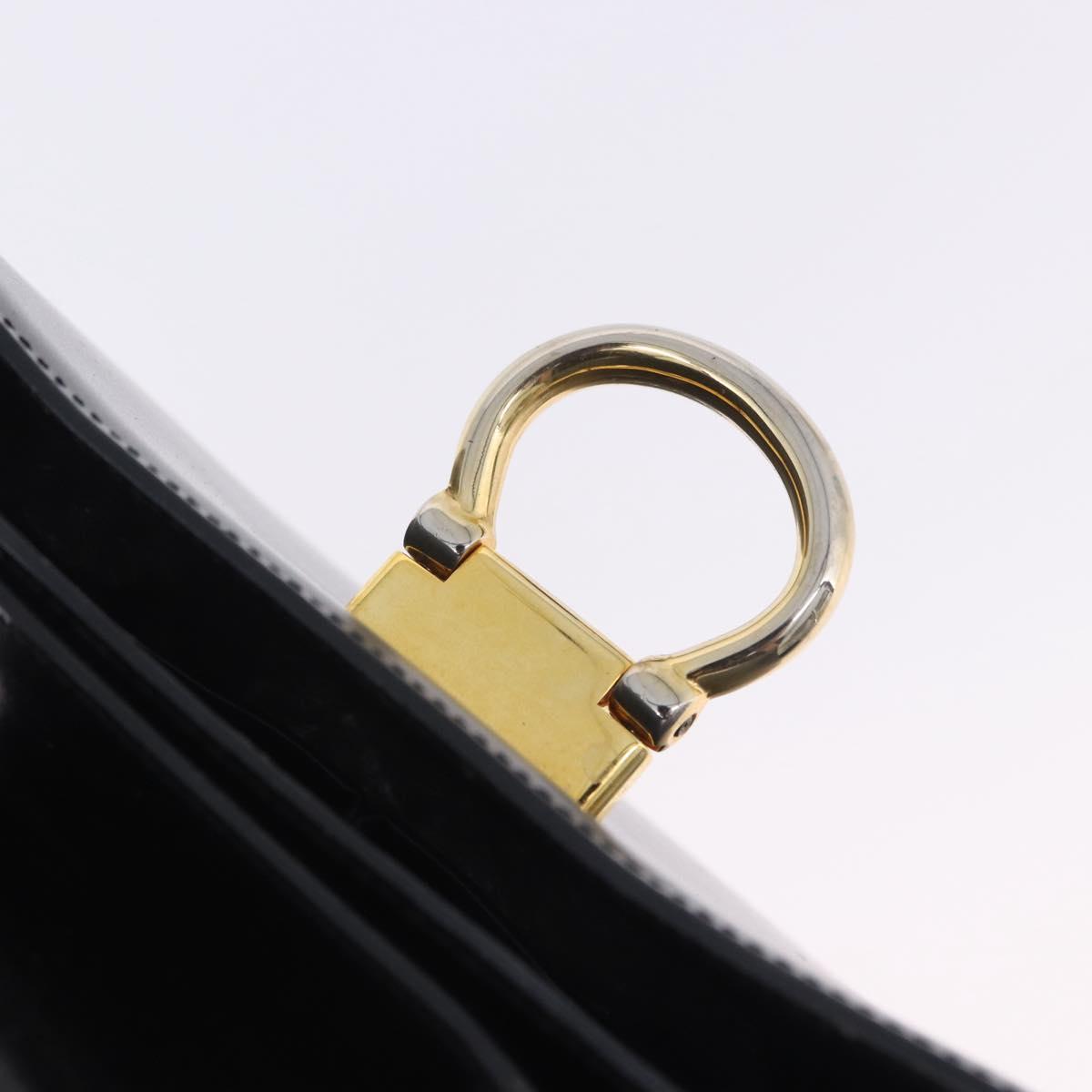 CELINE Shoulder Bag Leather Black Gold Auth 204875